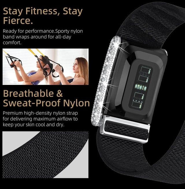 Alt view image 6 of 7 - Diamond Nylon Sport Band Compatible for Whoop 5.0 Bands One Peak Breathable Adjustable Shiny Rhinestone Replacement Wristband Strap for Whoop Band 5.0,NOT Compatible for Life/MG or Whoop 4.0