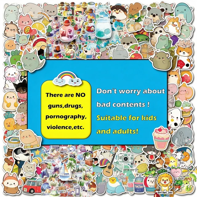 Alt view image 3 of 7 - Kawaii Sticker Blind Bag, 700 Pcs Random Cute Cartoon Sticker Pack, Waterproof Vinyl Mystery Surprise Decals for Water Bottles Laptop Scrapbook Skateboard, Gift for Kids Teens