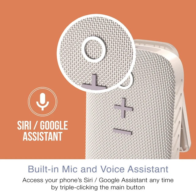 Alt view image 6 of 7 - goSPKR Small Wearable Clip-on Bluetooth Speaker with IPX5 Water Resistance, Built-in Speakerphone with Microphone for Hands-Free Calls, Compact Design, Can Connect Up to 2 in Stereo (Beige)
