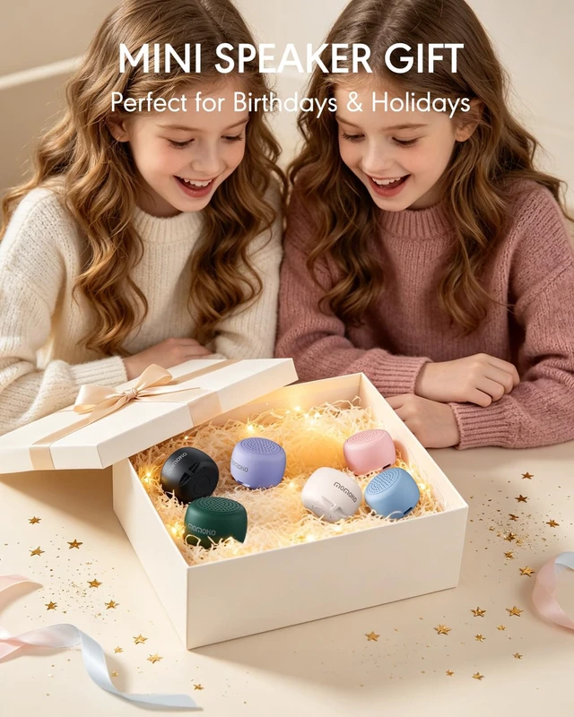 Alt view image 7 of 7 - Mini Bluetooth Speaker, Tiny Speaker with Built-in Mic & TWS Pairing, Small Wireless Speaker for Indoor/Outdoor/Travel/Gifts (White)