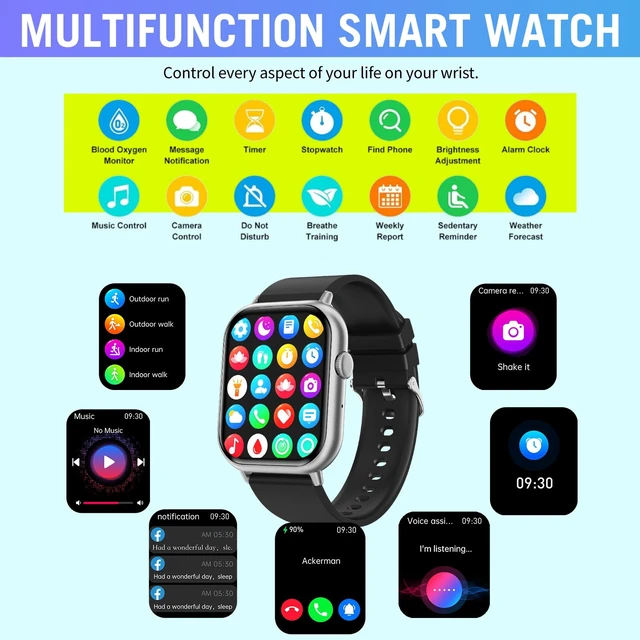 Alt view image 6 of 7 - Smart Watches for Men Women, 2.01" HD Screen Fitness Tracker Watch with Blood Pressure/Heart Rate/Sleep Monitor, Smart Watch for Android iOS Phones, IP67 Waterproof Sport Watch (Silver)