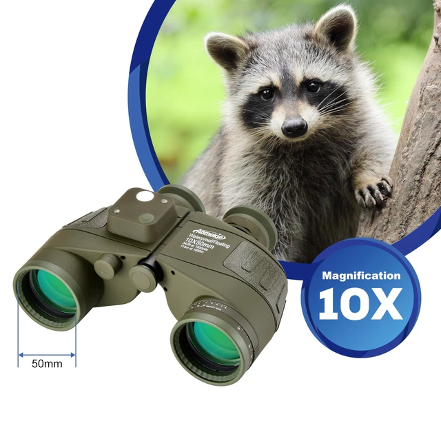 Alt view image 2 of 7 - 10X50 Marine Binoculars for Adults Waterproof Floatable Illuminable Rangefinder Compass BAK4 Prism FMC Lens for Outdoor Birdwatching Hunting Boating Hiking