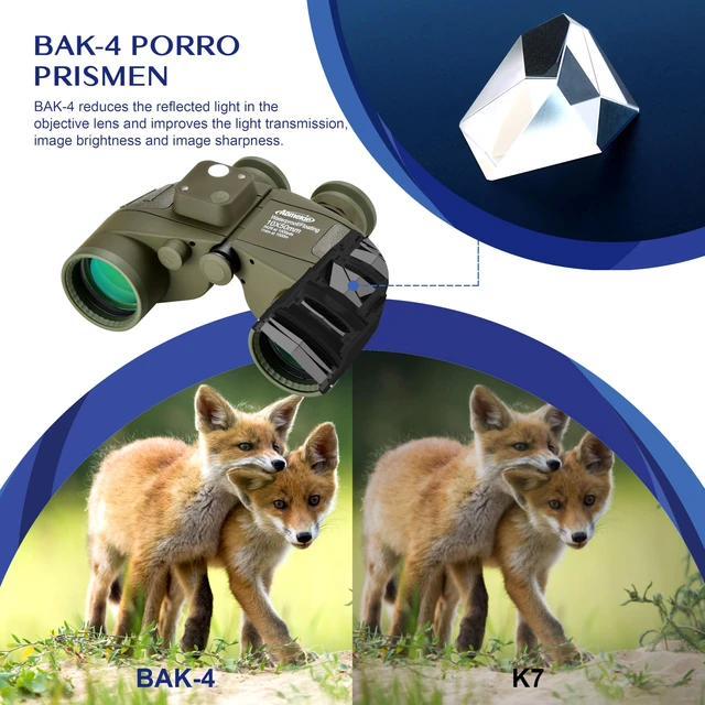 Alt view image 5 of 7 - 10X50 Marine Binoculars for Adults Waterproof Floatable Illuminable Rangefinder Compass BAK4 Prism FMC Lens for Outdoor Birdwatching Hunting Boating Hiking