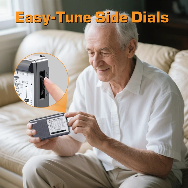 Alt view image 6 of 7 - D219 Portable AM FM Radio, Battery Operated Transistor Radio Compact Battery Radio(AA) With Clear Speaker, Earphone Jack & Strong Reception For Seniors, Family & Outdoor Use