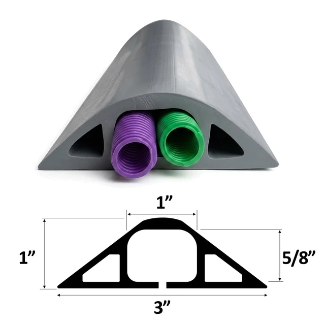 Alt view image 3 of 5 - D-22 Rubber Duct Cord Cover 1x5/8 Inch Channel Flexible Wire Protector - 10 Feet (Black)