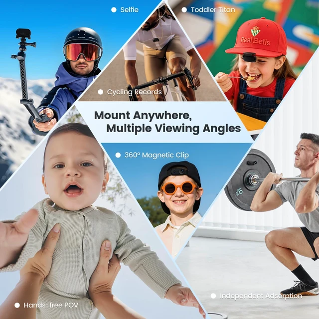 Alt view image 7 of 7 - 4K 30FPS POV Camera, Portable Vlogging Camera with 33FT Waterproof, 64GB Tiny Actioncamera EIS Stabilization, Hands-Free POV Body Cam, 150° Lightweight Thumb Bodycam 5 hr Battery Life, Mount Anywhere