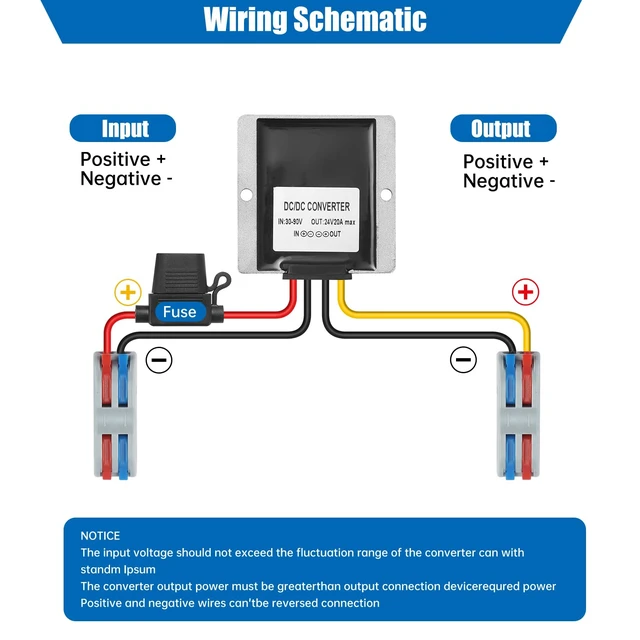 Alt view image 4 of 7 - 30-90V to 24V 20A 480W DC-DC Buck Converter Voltage Regulator - Heavy Duty Step Down Power Supply for Golf Carts, Solar Systems, Industrial Equipment