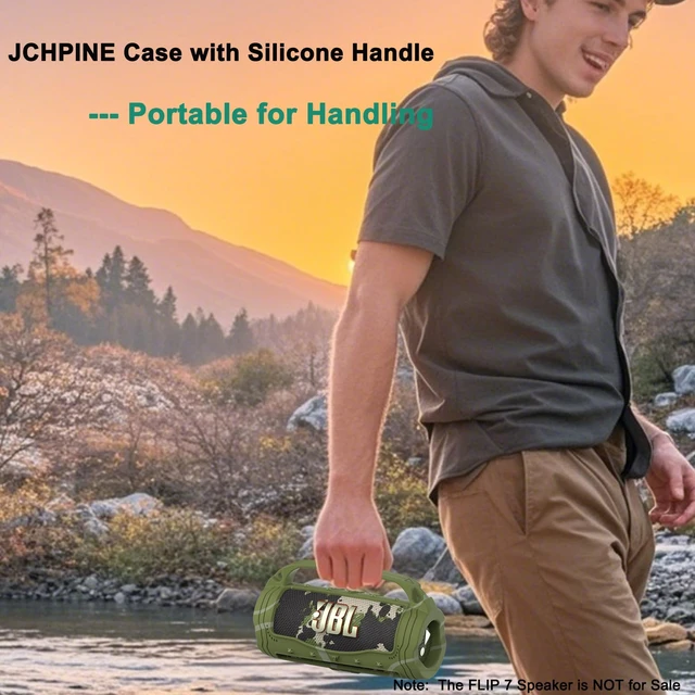 Alt view image 4 of 7 - Silicone Cover and Carrying Case for JBL Flip 7 Portable Speaker Accessories for JBL Flip 7 Silicone Case with Handle and Shoulder Strap, Protective Cases for Flip 7 Speaker (Squad)