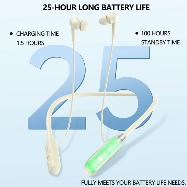 Alt view image 2 of 7 - Neckband Bluetooth Earphones, Skin Color 25-Hour Long Playback