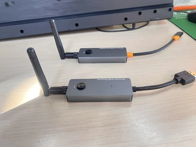 Alt view image 4 of 7 - 650Ft/200M Wireless USB-C to HDMI KVM Transmitter and Receiver Kit 1080P@60Hz Wireless KVM Long-Range USB Extender Support Screen Streaming & Keyboard/Mouse Signal Extension, PD100W Fast Charging