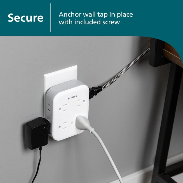 Alt view image 7 of 7 - Surge Protector Outlet Extender, 8 Outlet Wide-Spaced, Side Access 3 Prong, 2 Prong, 1140 Joules, Multi Plug Wall Splitter, Power Tap, Electrical Expander, Adapter, Home, Office, ETL Listed