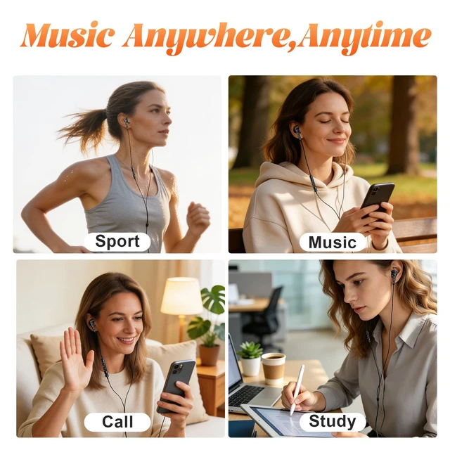Alt view image 6 of 7 - USB C Headphones Wired Earbuds for iPhone 18/17/16/15 Pro Max,Black Cute Polka Dot USB C Earphones Girly, Type C Wired Headphones with Microphone Volume Control for iPad,Galaxy S26/S25 Ultra