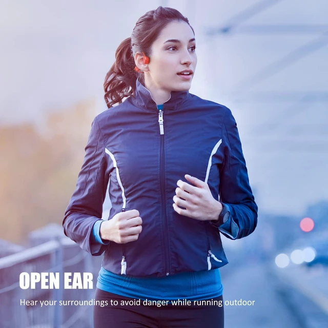 Alt view image 3 of 7 - Headset Open Ear Headphones - IPX5 Waterproof Bluetooth Bone Conduction Headphone Wireless Earphones, Type-C Charging, Long Battery Life, 25g Lightweight Red