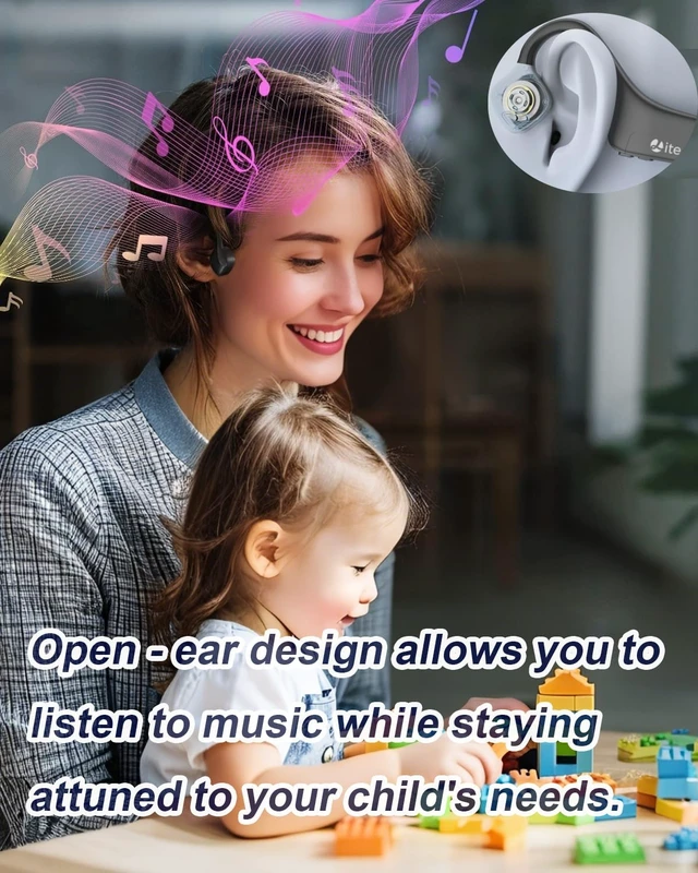 Alt view image 3 of 7 - Bone Conduction Headphones Open-Ear Bluetooth 5.0, IP65 Waterproof Wireless Sport Headset with 8H Playtime, Secure Fit for Running/Cycling/Gym, HD Audio w/Mic (2025 Upgraded)