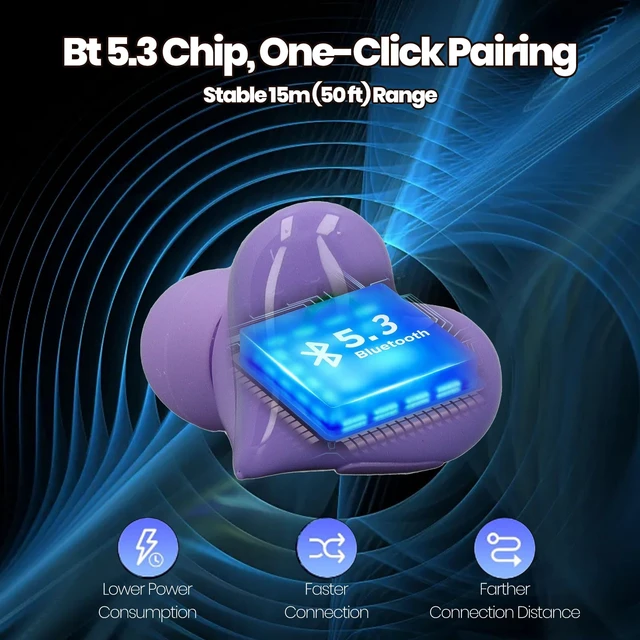 Alt view image 3 of 7 - Earbuds Stylish Heart Shaped, HiFi Stereo Sound Bluetooth 5.3 Headphones with Charging Case, Cute Creative Color Gradient Light Earbuds, Gifts for Girls Friends (#3)