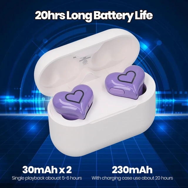 Alt view image 4 of 7 - Earbuds Stylish Heart Shaped, HiFi Stereo Sound Bluetooth 5.3 Headphones with Charging Case, Cute Creative Color Gradient Light Earbuds, Gifts for Girls Friends (#3)