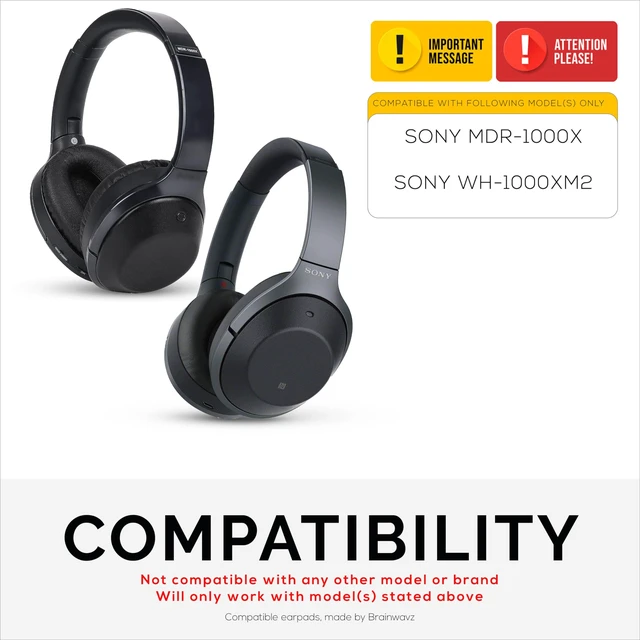 Alt view image 2 of 7 - Replacement Earpads for Sony WH-1000XM2 & MDR-1000X Headphones - Soft Vegan Leather Cushions for Extra Comfort, Easy & Quick Installation, By (Black)