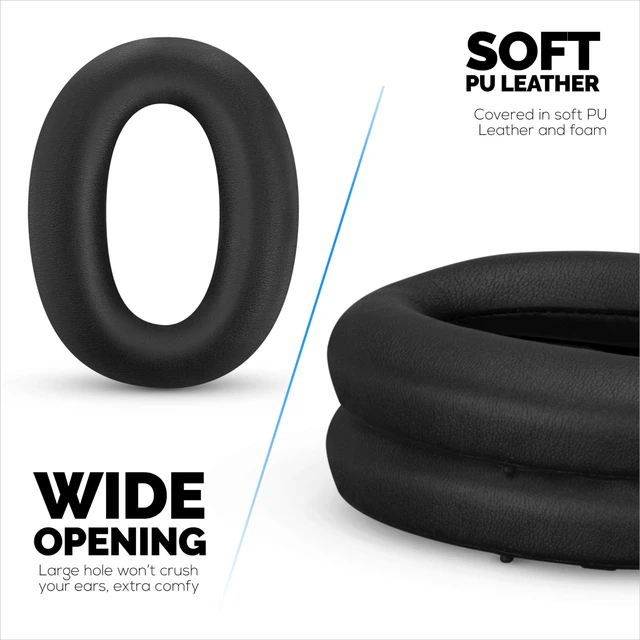 Alt view image 3 of 7 - Replacement Earpads for Sony WH-1000XM2 & MDR-1000X Headphones - Soft Vegan Leather Cushions for Extra Comfort, Easy & Quick Installation, By (Black)