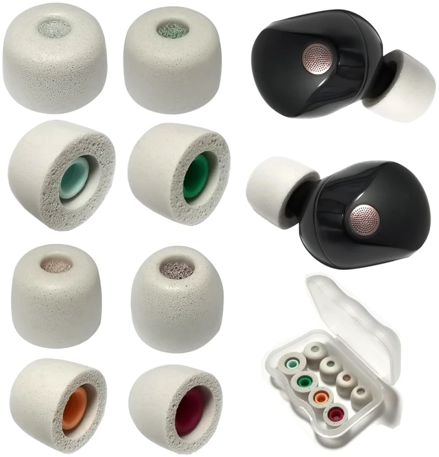 Main image of Memory Foam Ear Tips for Sony WF-1000XM5/XM4 Filter Screen Replacement Tips 4 Pairs XS/S/M/L Anti-Slip Secure Fit, Foam Tips for WF-1000XM5 Earbuds Accessories, Gray