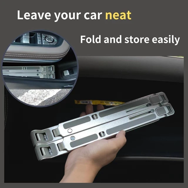 Alt view image 7 of 7 - 2-in-1 Steering Wheel & Desktop Laptop Mount, Height Adjustable Steering Wheel Laptop Tray for Car, Foldable Laptop Desk for Truck SUV Tesla, Portable Vehicle Workstation Table