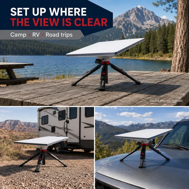 Alt view image 3 of 6 - Starlink Mini Tripod Mount, Starlink Mini Ground Mount Kit, Portable Stand Starlink Mini Kit Satellite Pole Mount Kit, adjustable height and tilt, tripod adapter, 3 ground spikes, camping and RV use