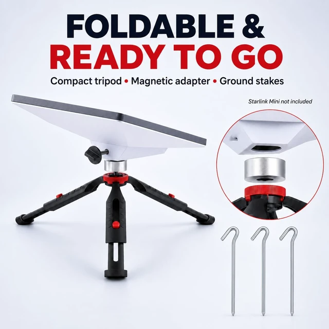 Alt view image 5 of 6 - Starlink Mini Tripod Mount, Starlink Mini Ground Mount Kit, Portable Stand Starlink Mini Kit Satellite Pole Mount Kit, adjustable height and tilt, tripod adapter, 3 ground spikes, camping and RV use