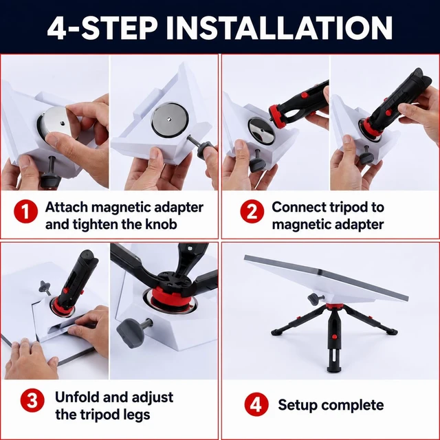 Alt view image 6 of 6 - Starlink Mini Tripod Mount, Starlink Mini Ground Mount Kit, Portable Stand Starlink Mini Kit Satellite Pole Mount Kit, adjustable height and tilt, tripod adapter, 3 ground spikes, camping and RV use
