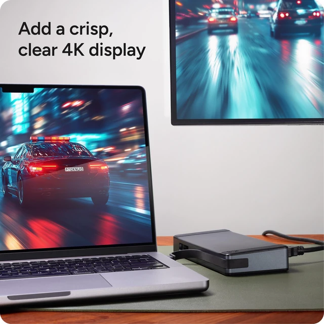 Alt view image 4 of 7 - 9-Port Hub 2 USB-C, 2 HDMI (4K 60Hz), 1 USB-A (10Gbps) Ethernet, Audio Jack, SD & MicroSD Card Readers - Multi-Device Connectivity for iPadOS, ChromeOS, Android, Windows
