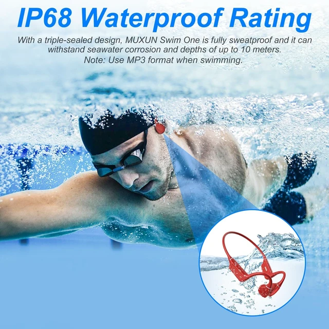 Alt view image 4 of 7 - Bone Conduction Headphones - Bluetooth 5.4 & 32GB Memory MP3 Player IP68 Waterproof Headphones for Swimming, Bone Conduction with Mic Open Ear Running Headphone for Swimming, Running, Cycling (Red)