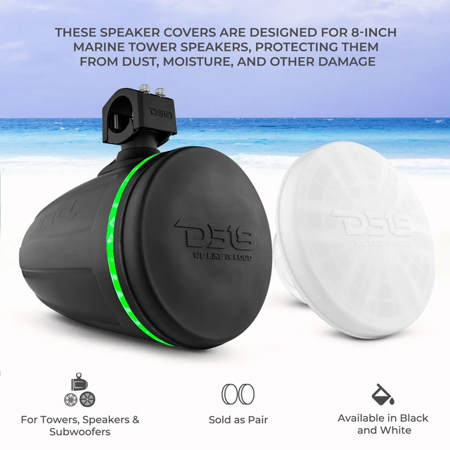 Alt view image 3 of 5 - Hydro CS-8/BK 8" Silicone Marine Speaker Cover - Water, Dust and UV Rays Protection - Compatible with Tower Speakers - Great durability - Special Edition (Pair)