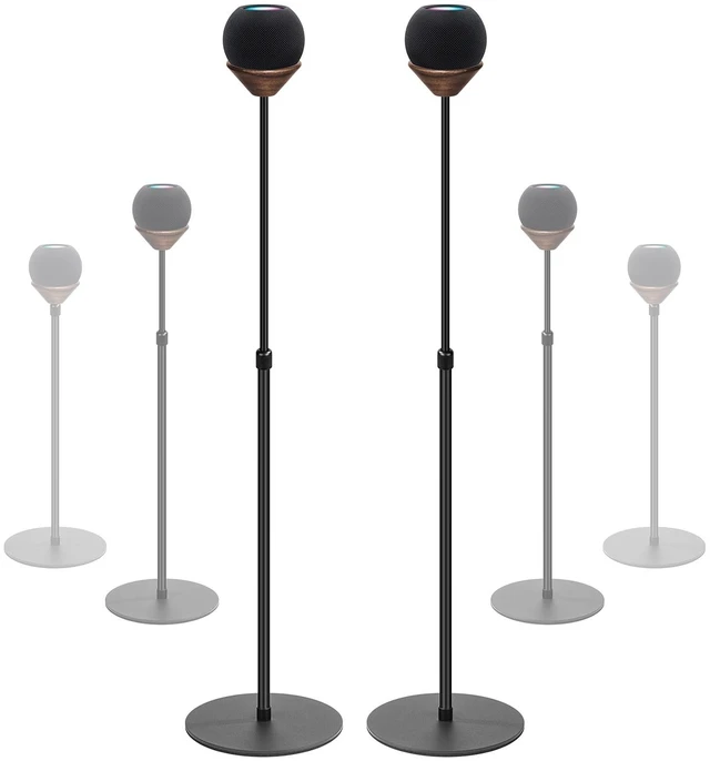 Main image of 2-Pack Floor Homepod Mini Stand,Height Adjustable 15.7 In-31.4 in Black Wooden Tray Safety Stability and Anti Slip BottomMini Speaker Accessories Are Suitable for Home Living Rooms, Bedrooms, Gyms
