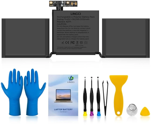 Main image of A2171 Battery,A1708 A1713 Battery for MacBook Pro 13 Inch A2159 (2019) A2289 (2020) A2338 (2020) A1708 Late 2016 Mid 2017(Upgraded High Performance 11.41V 58.19Wh 5100mAh)