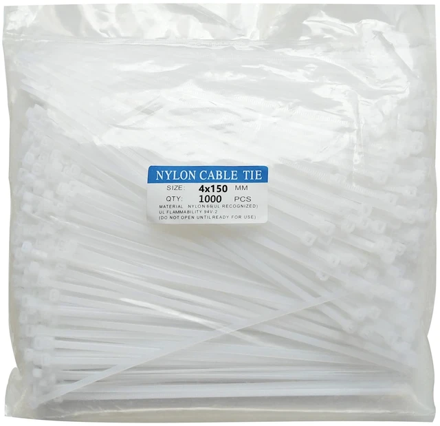 Main image of Zip Ties 1000 pcs 6 inch Cable Ties Heavy Duty, Premium Plastic Wire Ties with 40 LBS Tensile Strength, UV Resistant Cable Ties, Self-Locking White Nylon Tie Wraps Straps for Indoor and Outdoor