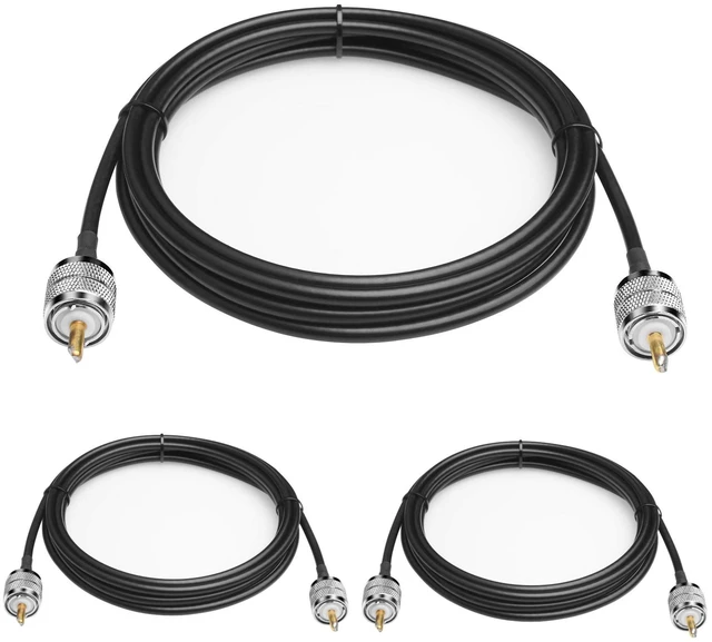 Main image of RG58 Cable CB Radio Cable PL259 Jumper 3 Pcs 10FT(3M) Low Loss UHF PL-259 Male to Male Radio Cable Coaxial Coax Connectors for CB Antenna Cable for VHF HF 50 ohm RG58 Coax Cable