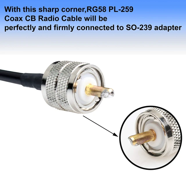 Alt view image 2 of 7 - RG58 Cable CB Radio Cable PL259 Jumper 3 Pcs 10FT(3M) Low Loss UHF PL-259 Male to Male Radio Cable Coaxial Coax Connectors for CB Antenna Cable for VHF HF 50 ohm RG58 Coax Cable