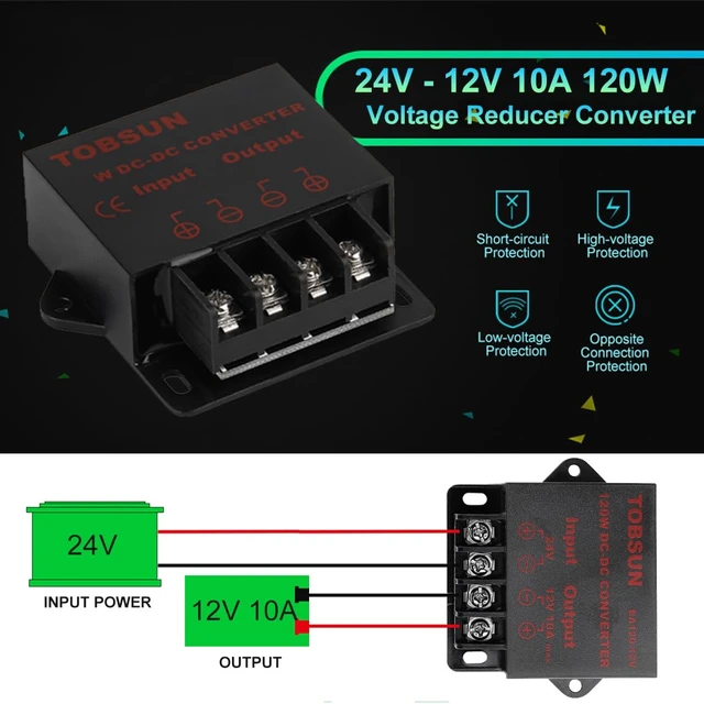 Alt view image 5 of 7 - DC-DC Step Down Buck Converter Voltage Regulator Power Supply Transformer 24V to 12V 10A 120W, Waterproof Potting, Over 90% Efficiency, Automotive & LED Display Use