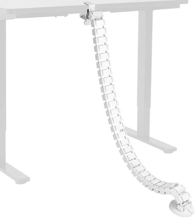 Main image of White Clamp-on Desk Vertebrae Cable Management Kit, DESK-AC01P-W No Drill Cable Holder, Adjustable Quad Entry Flexible Cord Organizer for Home Office