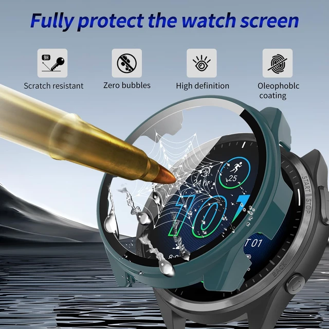 Alt view image 4 of 7 - 3+6 Pack for Garmin Forerunner 965 Hard PC Screen Protector Case With Charger Port,Built-in Tempered Glass Film,Full Coverage,All-Around,Shockproof,Bumper,Protective Cover,Accessories