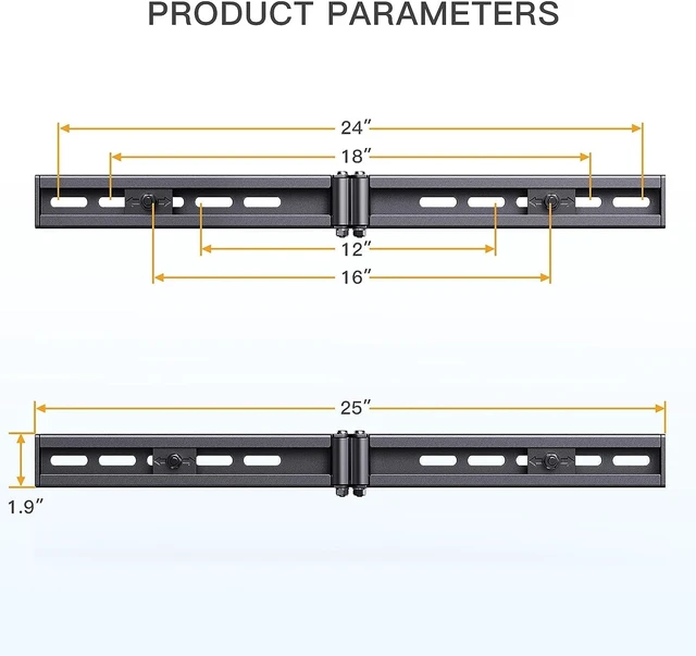 Alt view image 4 of 6 - TV Wall Mount Extension Bracket, 16'-24' Wood Stud Fitting, Universal TV Wall Plate, Sliding Bracket, Holds 132lbs - PGUE1