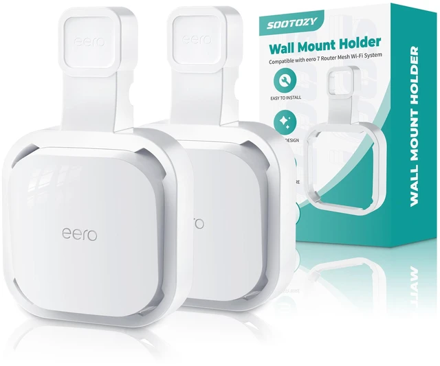 Main image of Wall Mount Holder for eero 7 Router Mesh Wi-Fi System No Messy Wires, Space-Saving Outlet Wall Mount Holder for eero 7 Extender, Stand Bracket for eero 7 (2 Pack)