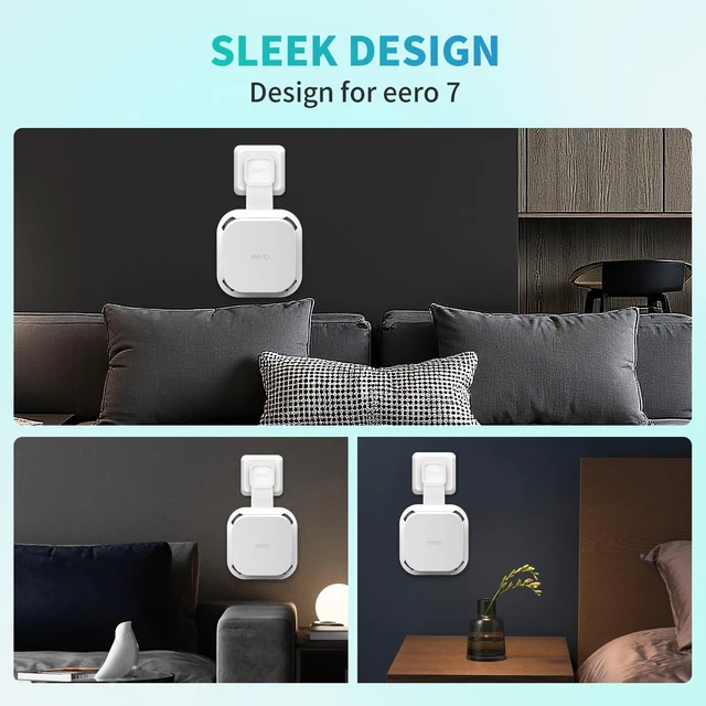 Alt view image 3 of 7 - Wall Mount Holder for eero 7 Router Mesh Wi-Fi System No Messy Wires, Space-Saving Outlet Wall Mount Holder for eero 7 Extender, Stand Bracket for eero 7 (2 Pack)