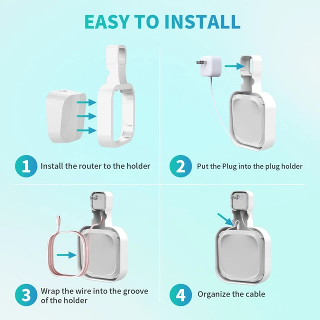 Alt view image 5 of 7 - Wall Mount Holder for eero 7 Router Mesh Wi-Fi System No Messy Wires, Space-Saving Outlet Wall Mount Holder for eero 7 Extender, Stand Bracket for eero 7 (2 Pack)