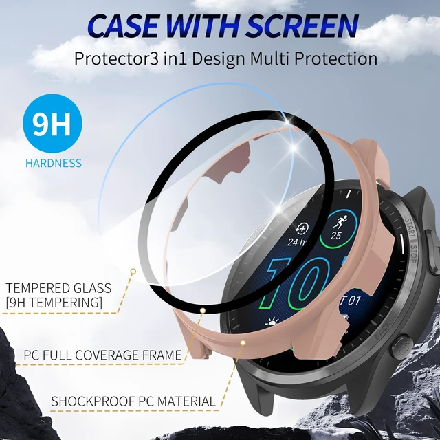 Alt view image 3 of 7 - 3+6 Pack for Garmin Forerunner 965 Hard PC Screen Protector Case With Charger Port,Built-in Tempered Glass Film,Full Coverage,All-Around,Shockproof,Bumper,Protective Cover,Accessories