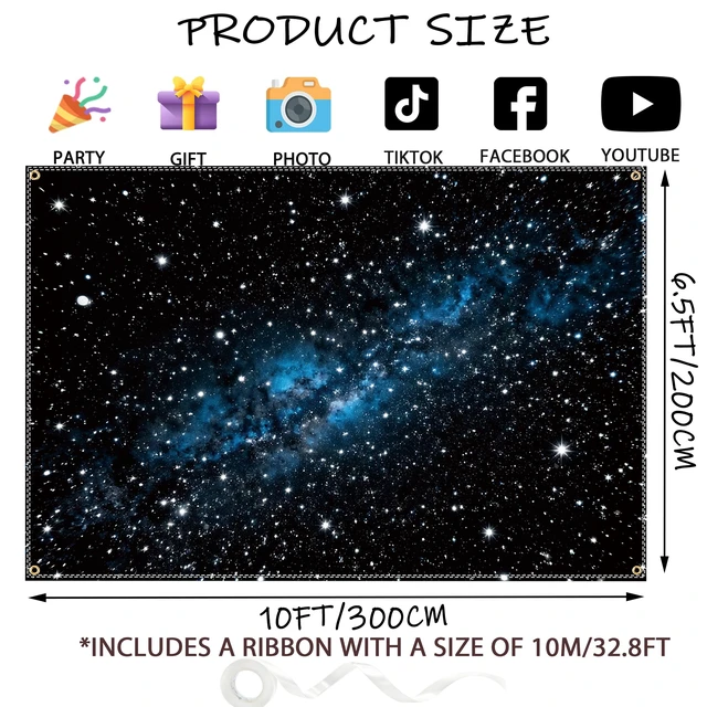 Alt view image 2 of 7 - Space Backdrop Theme Photo Background Birthday Party (Space, 10x6.5Ft)