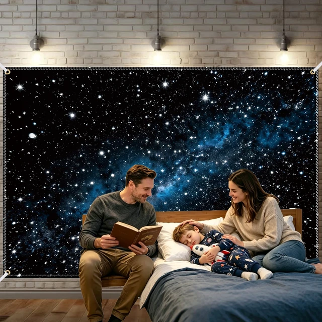 Alt view image 5 of 7 - Space Backdrop Theme Photo Background Birthday Party (Space, 10x6.5Ft)