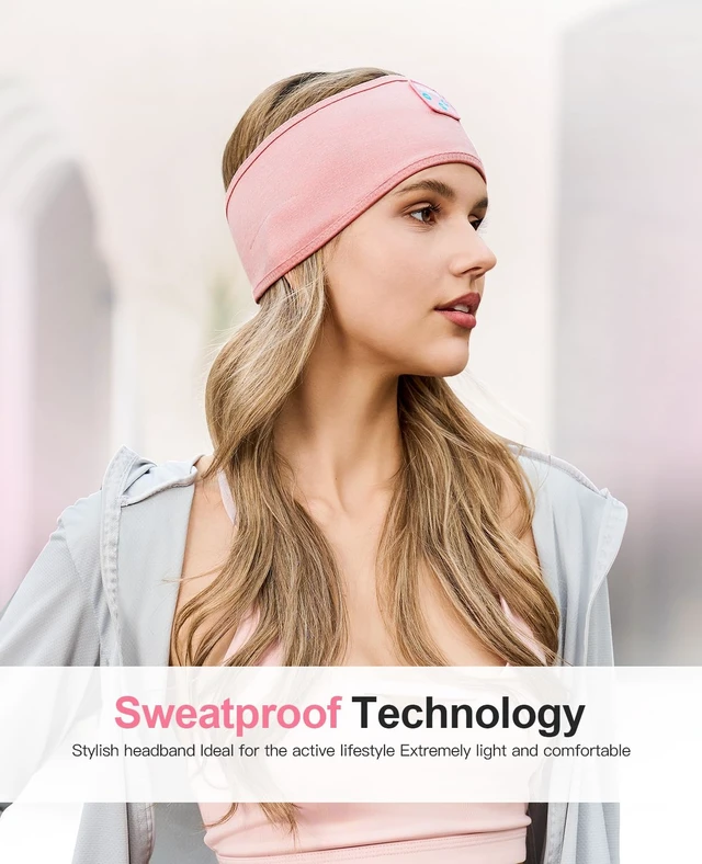 Alt view image 2 of 7 - Sleep Headphones Headband- Bluetooth Sleeping Headphones with Built-in Stereo Speakers for Side Sleepers - Wireless Sports Headband Earphones - Unique Gifts for Men Women