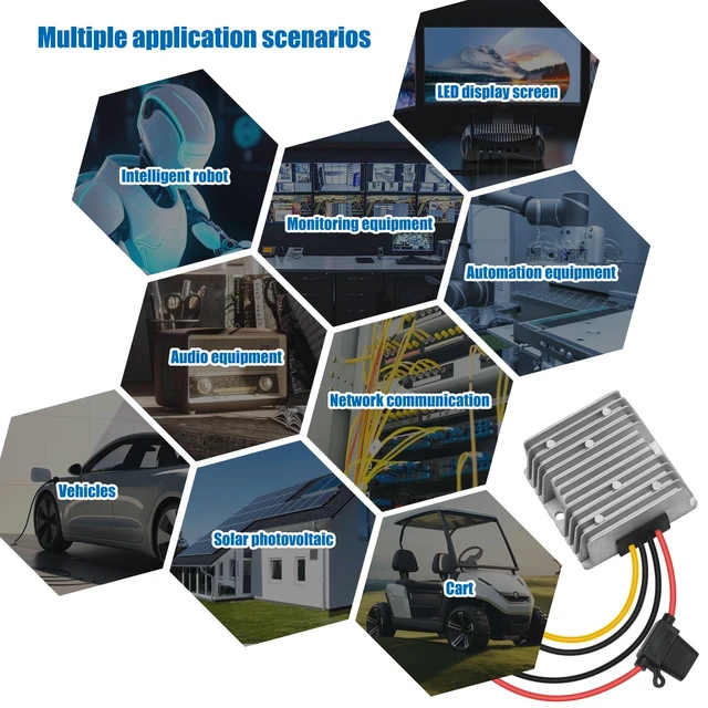 Alt view image 6 of 7 - 30-90V to 24V 20A 480W DC-DC Buck Converter Voltage Regulator - Heavy Duty Step Down Power Supply for Golf Carts, Solar Systems, Industrial Equipment