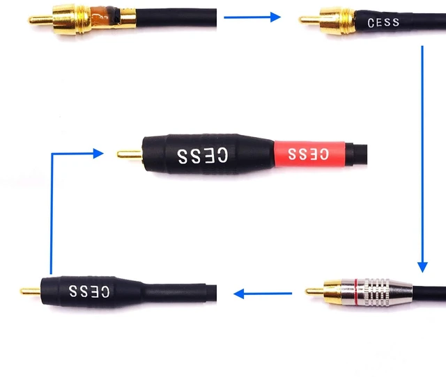 Alt view image 5 of 7 - Waterproof RCA Male to Male Cable, 2-Pack (1 Foot) Durable cable construction for demanding audio routing