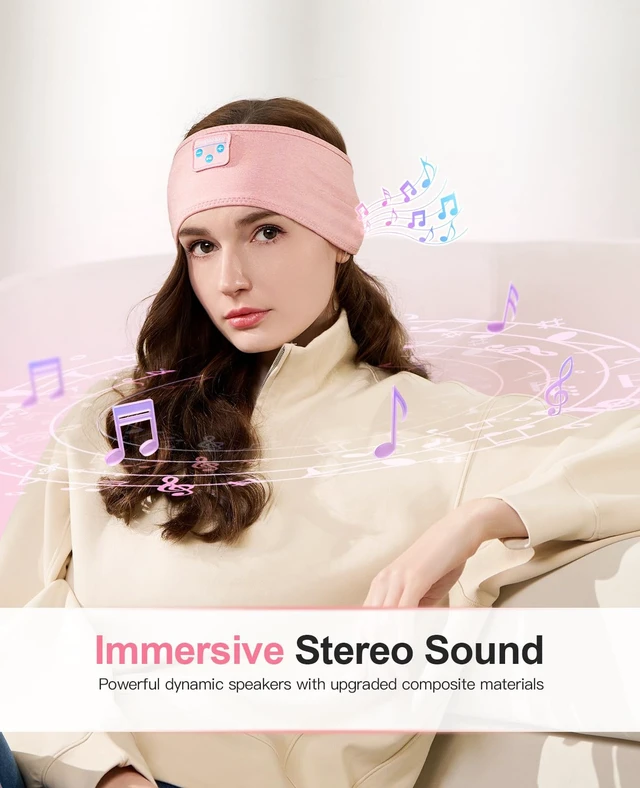 Alt view image 4 of 7 - Sleep Headphones Headband- Bluetooth Sleeping Headphones with Built-in Stereo Speakers for Side Sleepers - Wireless Sports Headband Earphones - Unique Gifts for Men Women
