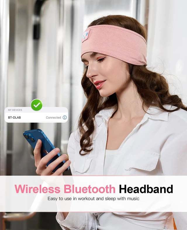 Alt view image 7 of 7 - Sleep Headphones Headband- Bluetooth Sleeping Headphones with Built-in Stereo Speakers for Side Sleepers - Wireless Sports Headband Earphones - Unique Gifts for Men Women